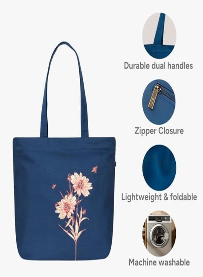 EcoRight Eco Right Large Canvas Tote Bag for Women, Zipper Handbag with Inner Pocket + Insulated Lunch Bag for Women & Men, Tiffin Bag with Bottle Holder & Pocket - Combo for Office & Daily Use - Image 3